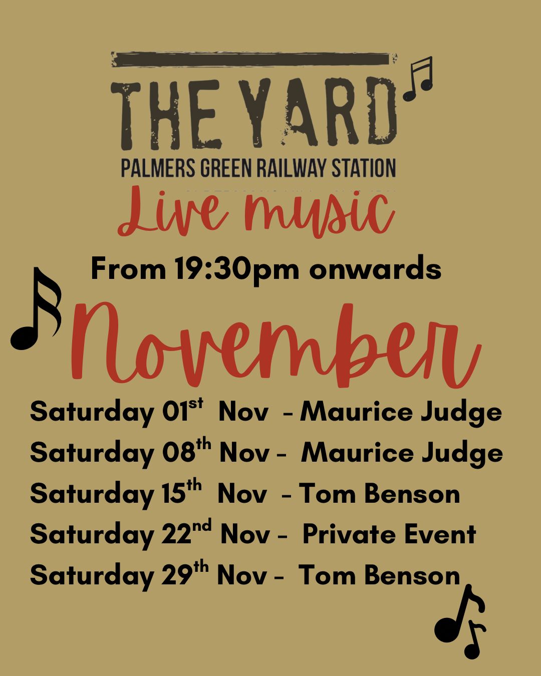 Live Music at The Yard - November 2025